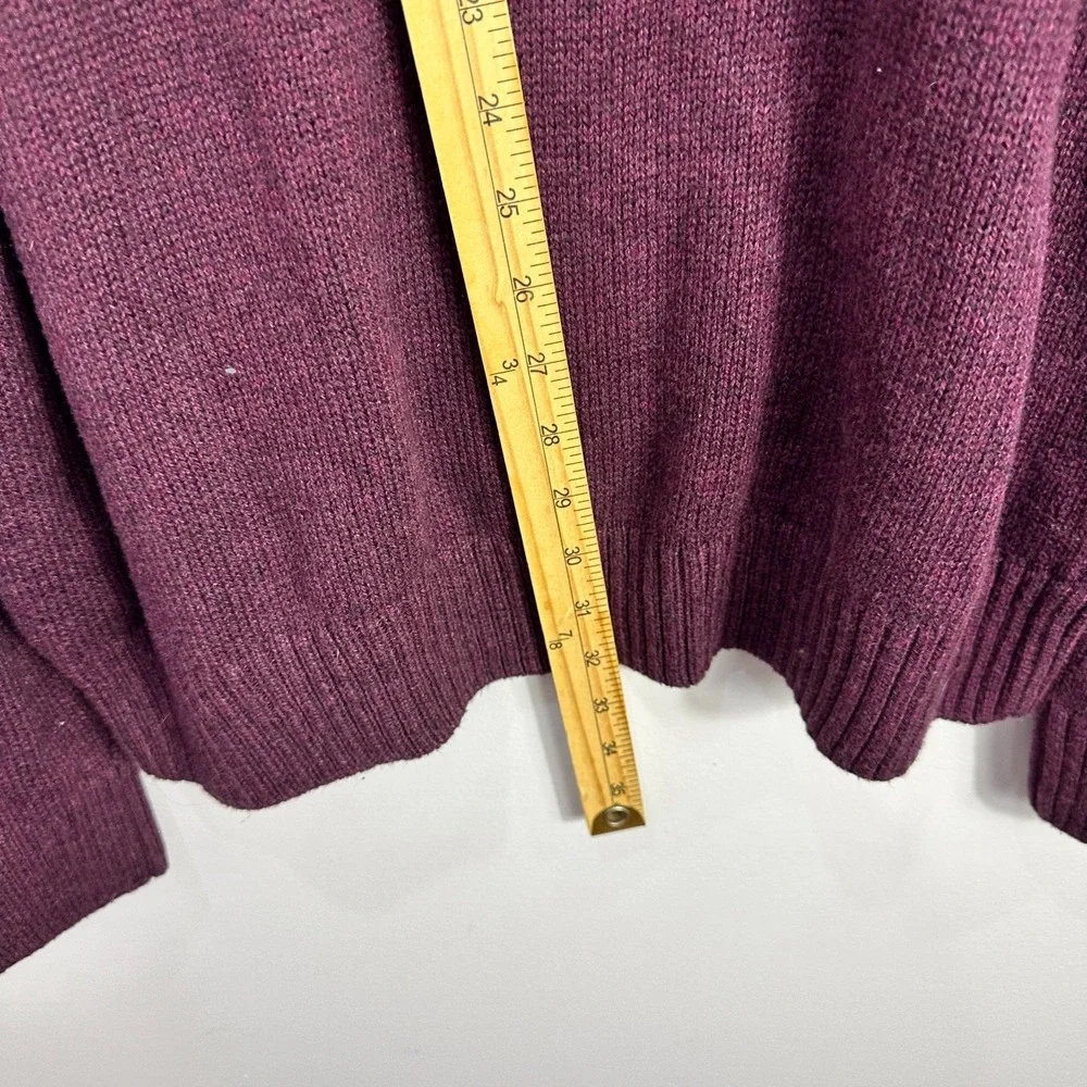 Croft & Barrow Mens XL Burgundy Knit Grandpa Sweater Minimalist Classic Pullover
